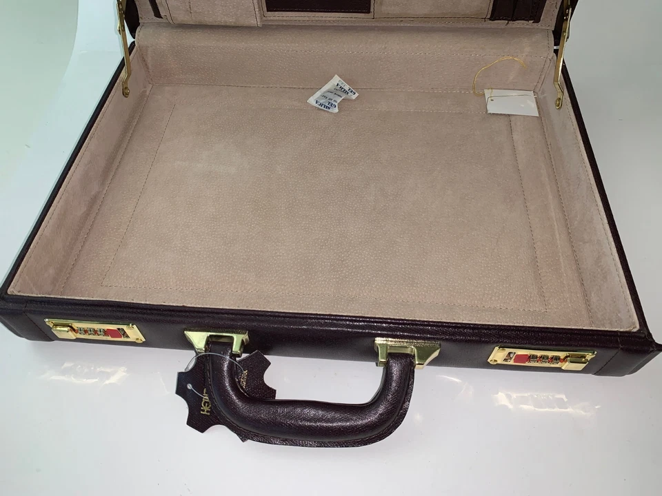 Maletín Heritage Quality con cerraduras de latón combinado de cuero artesanal nuevo Foto 3 de 3