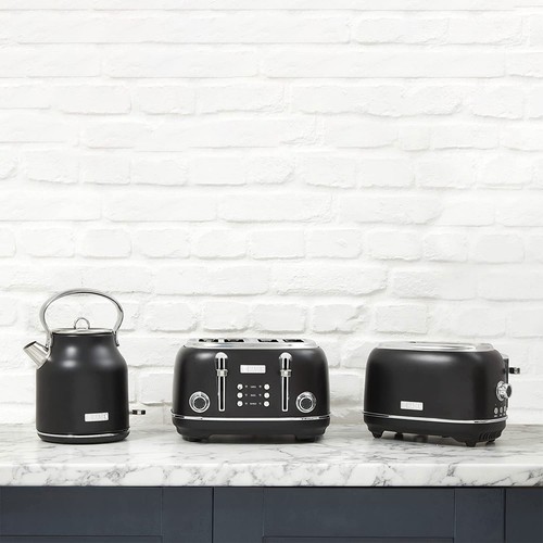 Haden Heritage 4 Slice Wide Slot Toaster & Electric Water Kettle, Black & Chrome - Picture 12 of 12