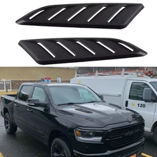 2Pcs Sport Black Car Front Hood Air Vent Cover Trim For Dodge Ram 1500 2500 3500