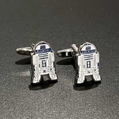 White Blue Robot Movie Character Cufflinks Men Birthday Father s Day Gift In Box