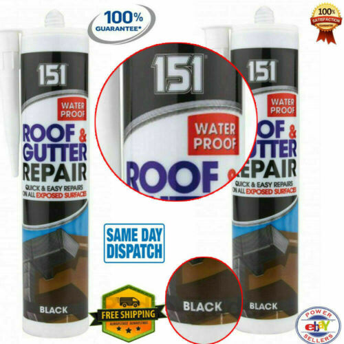 3x 151 Black Roof Gutter Sealant Waterproof Silicone Cartridge All Weather Shed. - Picture 2 of 5