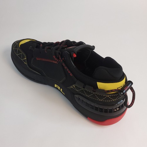 Polo Ralph Lauren Sport PS200-SK-LTL Black Yellow Red Sneakers US Mens Size 10.5 - Picture 7 of 12
