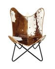Cowhide Handmade Leather Butterfly Lounge Chair Vintage Sling Accent  Plw