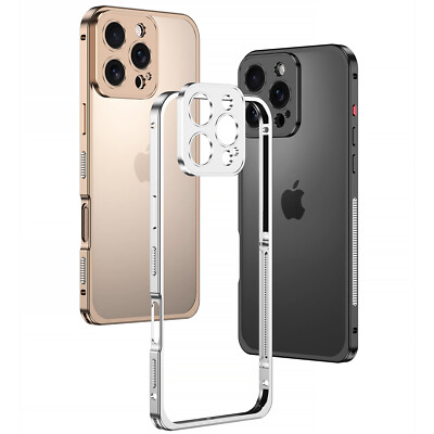 For iPhone 16 Pro Max 15 14 13 12 Metal Shockproof Bumper Case W/ Lens Protector