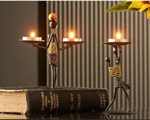 Strongwell Nordic Metal Candlestick Abstract Character Sculpture Candle Holder - Picture 3 of 8