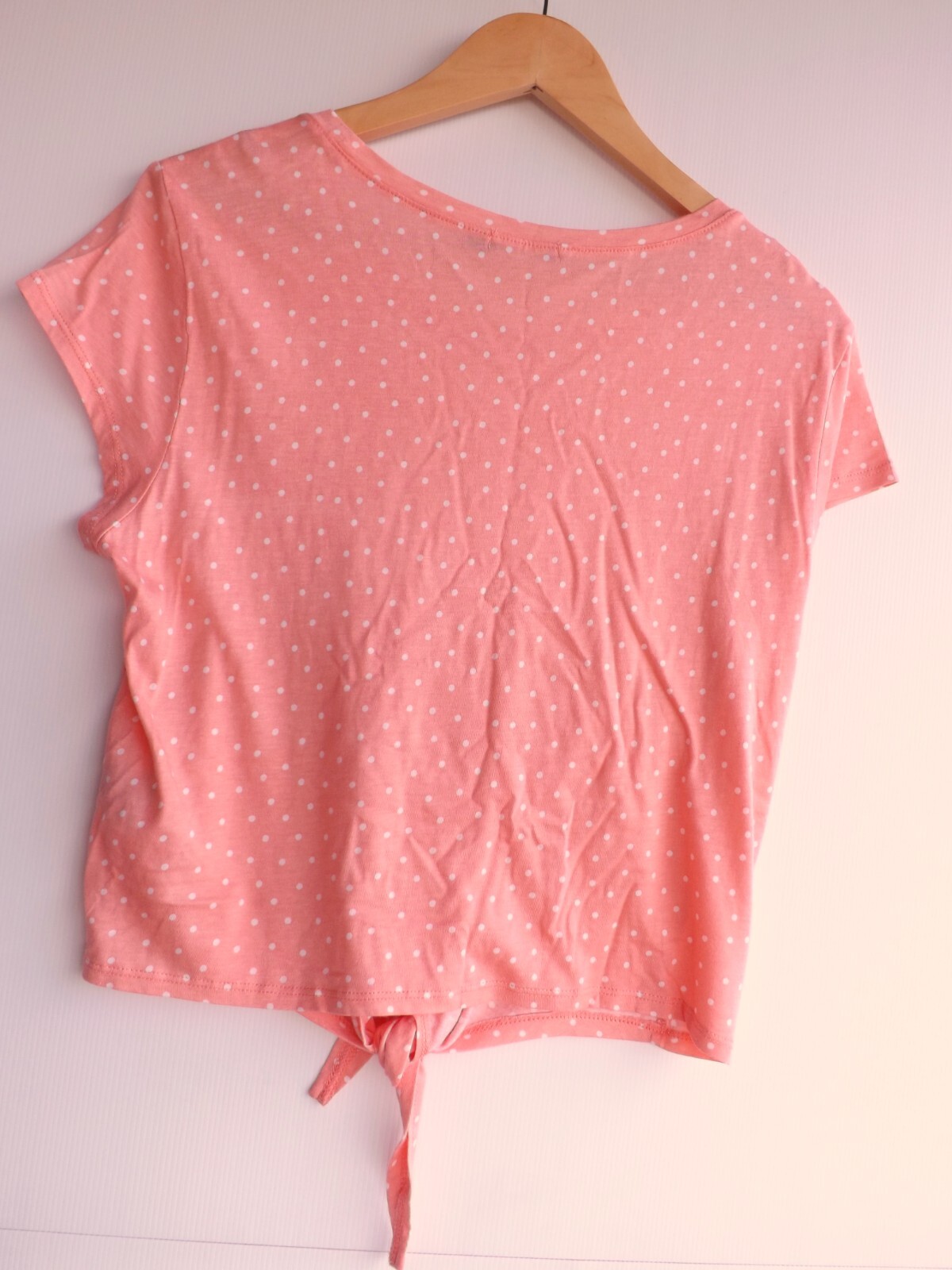 Sportsgirl Top M Womens Cropped Pink Polka Dot T Shirt Tee Hem Tie eBay