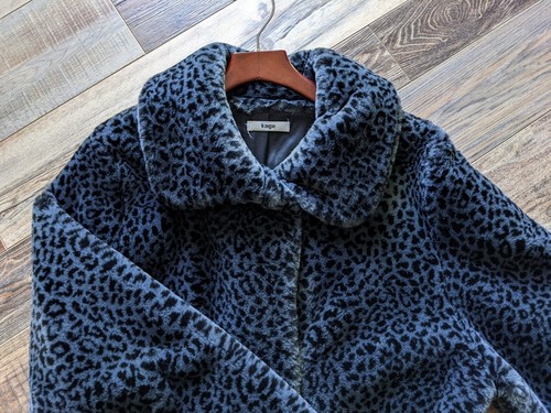 Faux Fur Teddy Leopard Grey 3/4 Length Coat M/L - Picture 4 of 9