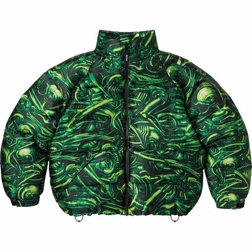 Supreme x H.R. Giger Jacquard Down Insulated Puffer Jacket Green L - Picture 7 of 9