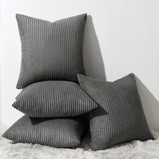 Decorative Grey Throw Pillow Covers Cushion Cases, Set of 4 Soft Velvet Modern D