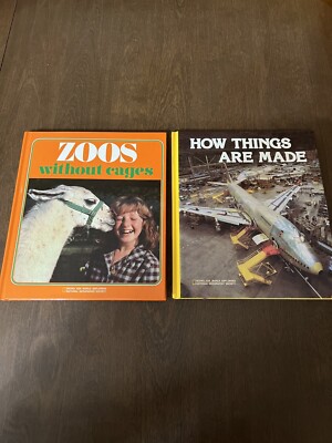 National Geographic Society book lot zoos with out cages & How Things Are Made