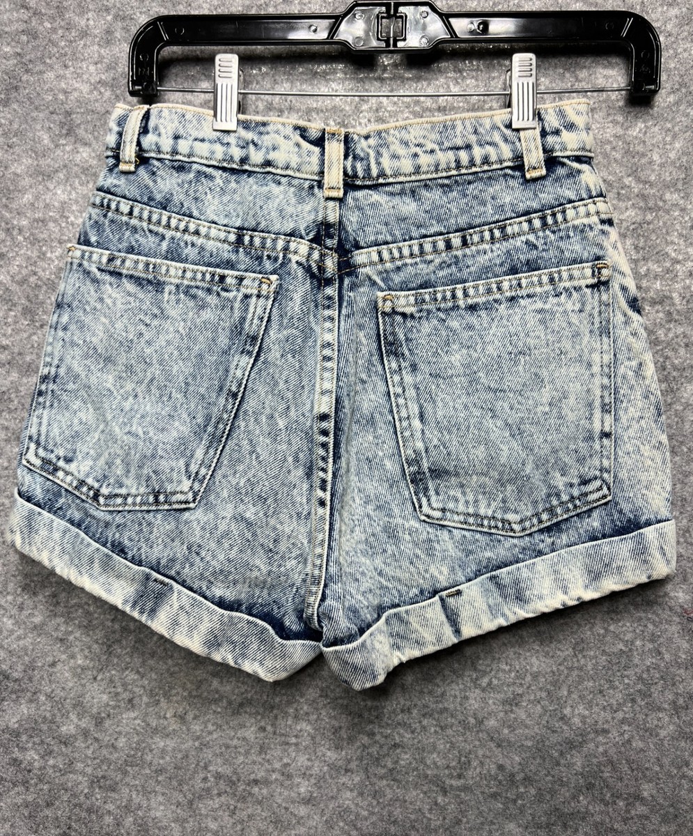 American Apparel Shorts Juniors Size 28 Acid Wash 100% Cotton High Rise  denim