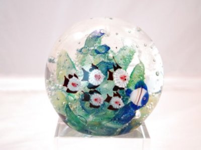 M Design Art Mouth Blown Ocean View Huge Handmade Art Glass Paperweight Tp0046