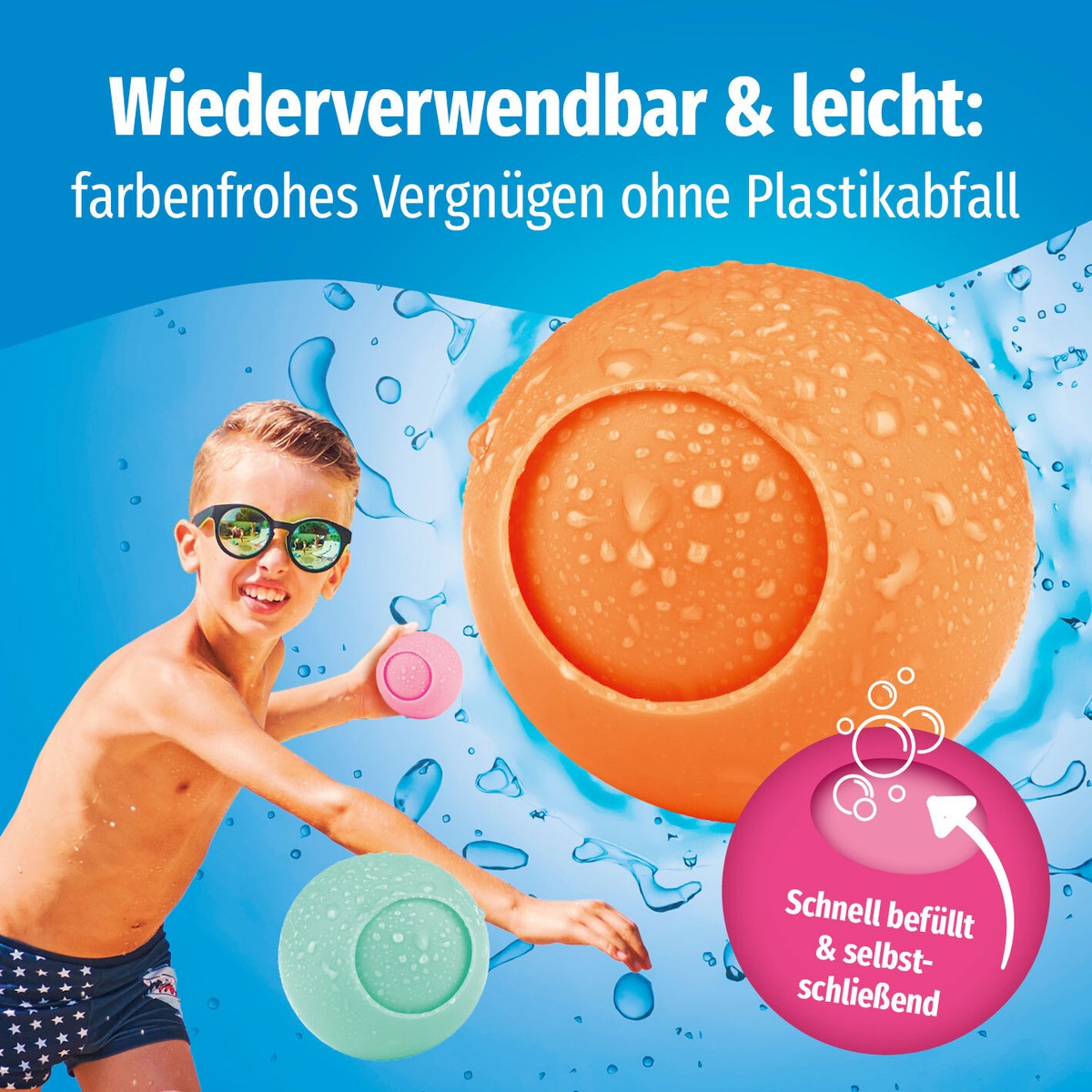 EASYmaxx Wasserbomben 12er Set wiederverwendbar Silikon Wasser  