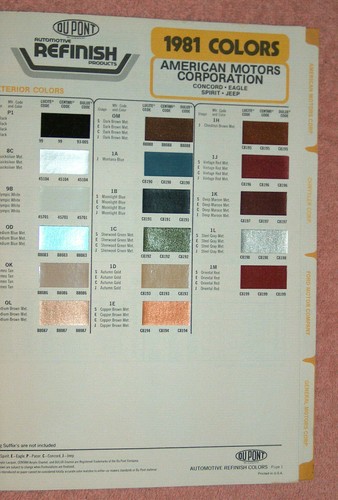 Vtg 1981 Dupont Automotive Color Colores Americano, Chrysler, Ford, GM Motor Ex - Imagen 3 de 5