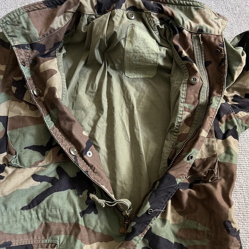 Vintage 1985 US Military Field Jacket Coat Cold Weather Woodland Camo Small - Picture 10 of 11