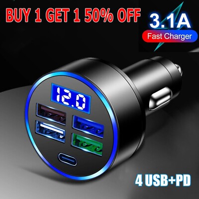 USB & PD 30W Type-C Car Charger Fast Charger Adapter for IPhone Samsung Phone