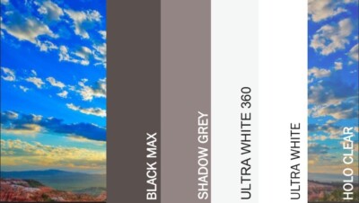 Sticky Screen Rear Projection Film Sample Pack - Black, Grey, White, Holo Clear
