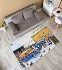 3D Blue Car Chicken ZHUA005 Game Non Slip Rug Mat Photo Carpet Trevor Mitchell