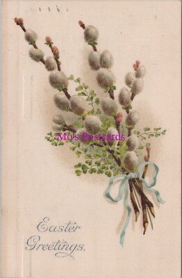Gruß Postkarte - Ostergrüße. Prägeschriftzug, verschickt 1920 - RS39525