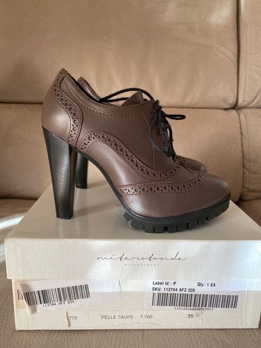 FRANCESINE STIVALI DONNA PELLE MITAROTONDA SCARPE TRONCHETTO RAGAZZA TOUPE  N°35 | eBay
