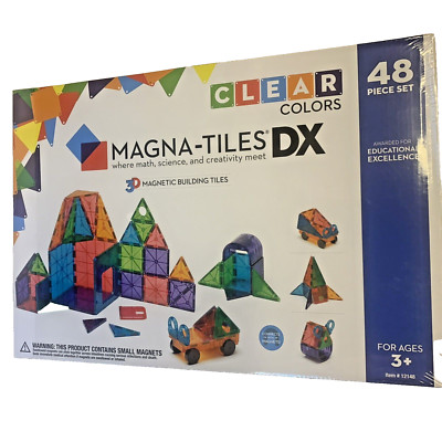 MAGNA-TILES DX 3-D 48-Piece Set Magnetic Building Construction Blocks Brand New