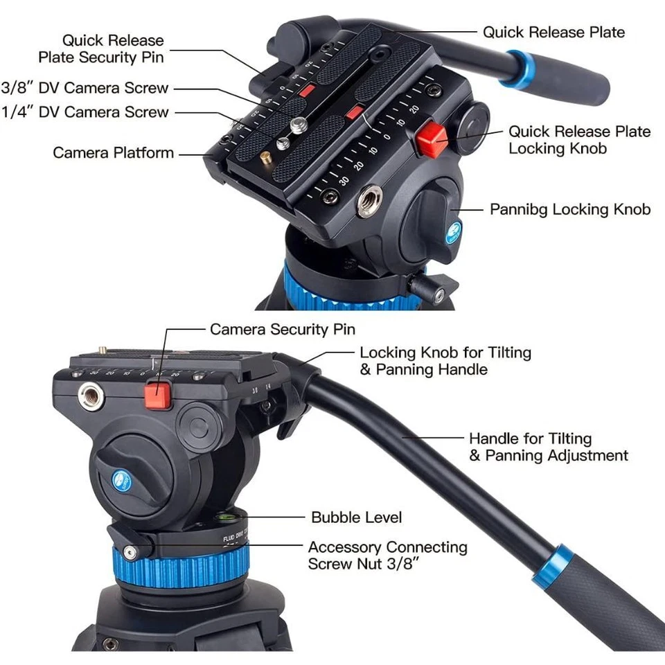 Sirui SH25 Aluminum Video Tripod with Fluid Head - Image 3 of 4