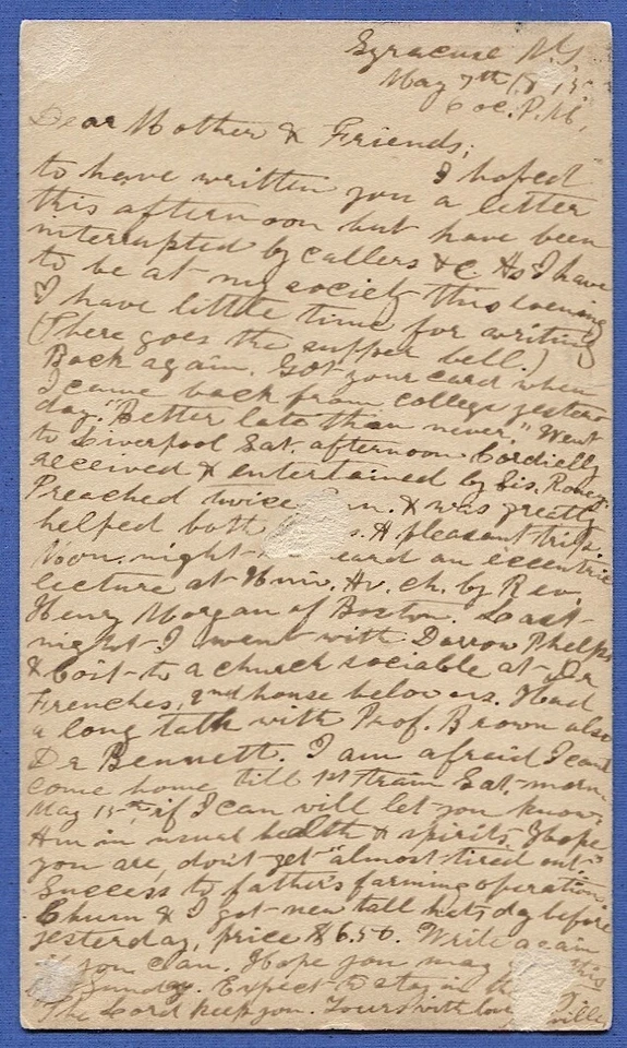 UX3/S2 SP-58 Liberty Postal Card, Used VF, Syracuse, NY Masonic Fancy cancel - Image 2 of 2