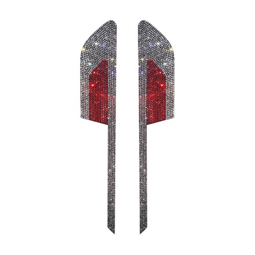 Pair Silver Red Bling Bling Rhinestones Car L&R Fender Emblem Stickers Universal - Picture 2 of 5