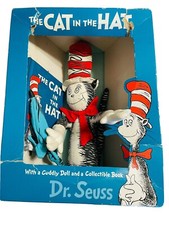 Dr Seuss Cat in the Hat Plush Doll Collectible Book Box Set Vintage