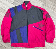 Vintage 90s Puma Multicolor Track Top Jacket Nylon Size L