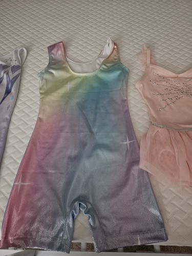 Two Girls Gymnastics Biketards And One Ballet Dress - Small Size 6/7