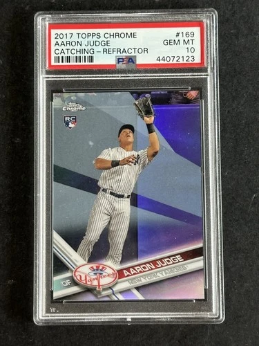 2017 Topps Chrome #169 Aaron Judge Catching Refractor PSA 10 Gem Mint