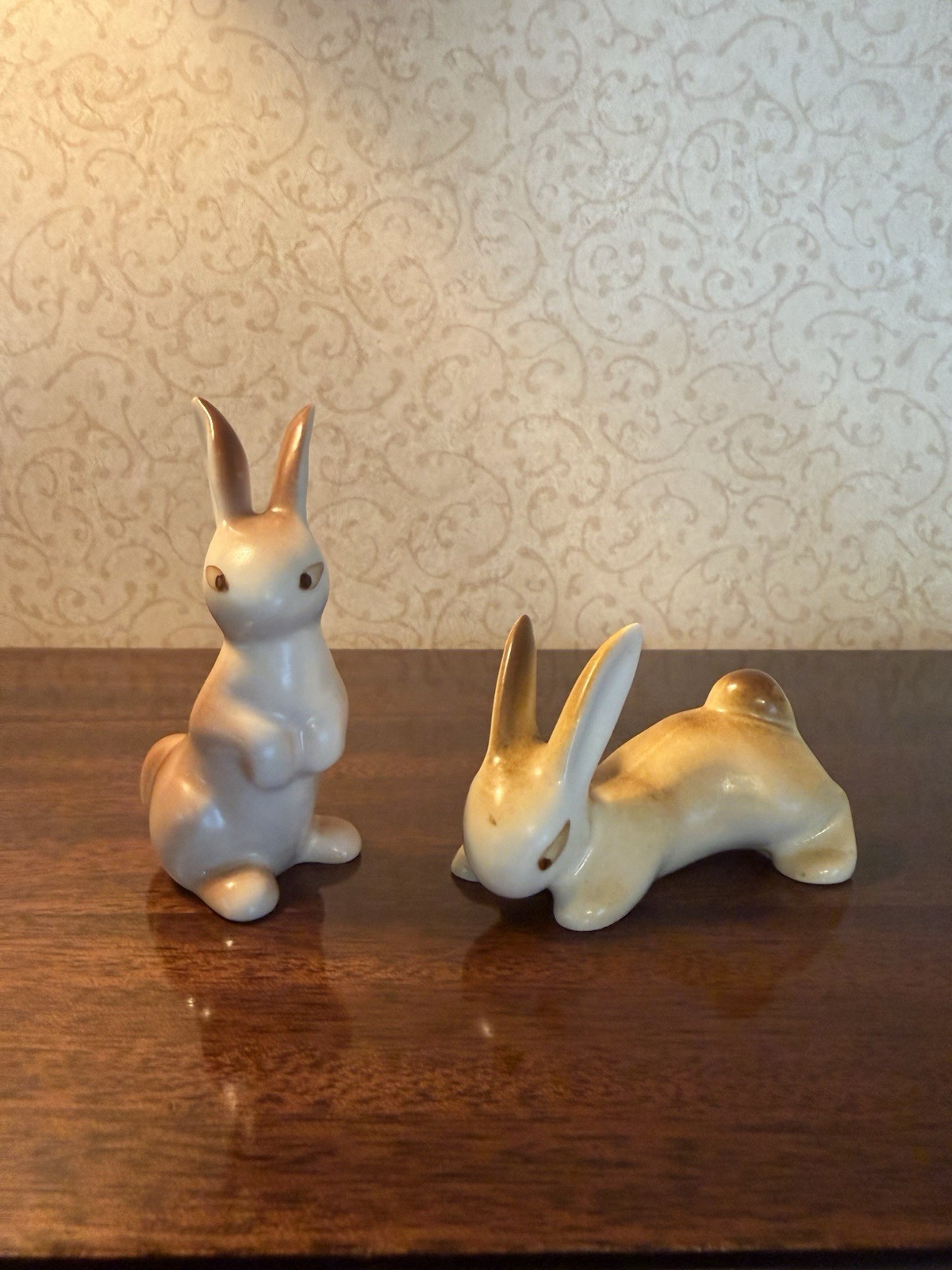 Arabia Finland 2 Bunny Animal Figurines Raili Eerola Anja juurikkala Mid Century