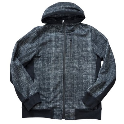 Lululemon Mens Full Zip Hoodie Textured Crosshatch Black White Fleece L mm31