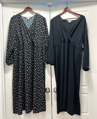 Amazon Essentials Lightweight Georgette V-Neck Midi Dresses Both XXL , NWTS