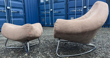 Vintage Chilli Chair & Stool  Beige Suede Lounger Retro Modern  Delivery🚚🚚