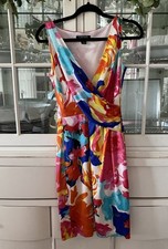 Lauren Ralph Lauren Colorful Career V Neck Floral Sleeveless Ruched Dress Sz 2