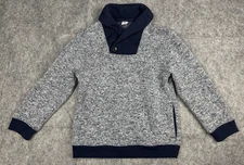 Janie Jack Boys Sweater Blue Navy Marled Pullover Shawl Neck Knit Village Size 5