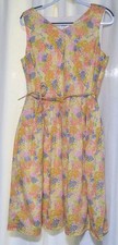 Talbots Floral 100% Cotton Fit & Flare 1950s Style Dress 14 Cottagecore Preppy