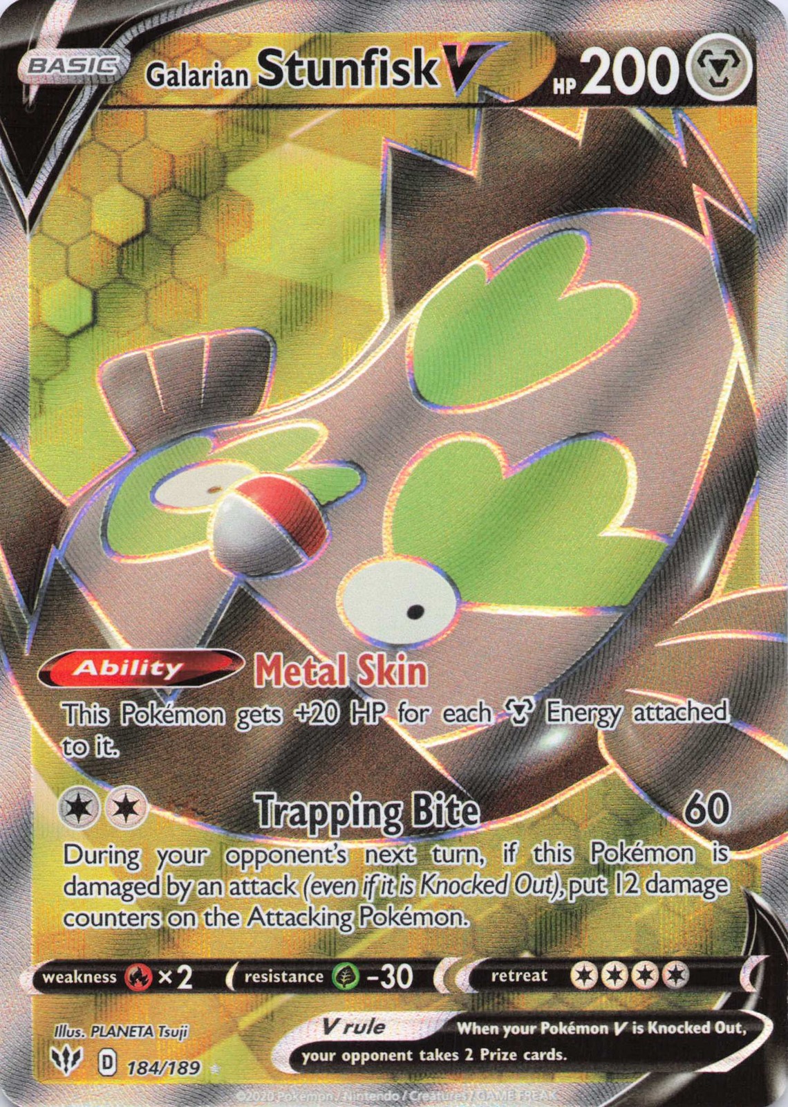 Galarian Stunfisk V (Full Art) Ultra Rare SWSH03: Darkness Ablaze 184/189 NM