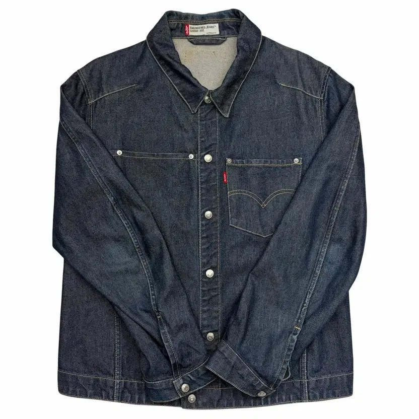 Levi's Engineered Denim Button Trucker Jacket L S… - image 3