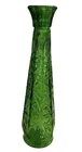 Vintage Anchor Hocking Bud Vase Forest Green Cut Glass Bud Vase 9"