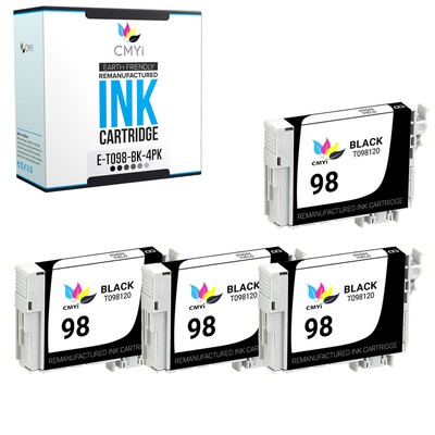 CMYi 4-Pack Replacement Epson 98 Black Ink Cartridges for Artisan 730 800 810