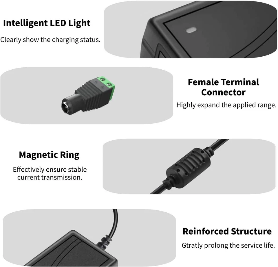 电源 交流电转直流适配器 适用于 5050 LED 灯条 12V 1A 2A 3A 5A 6A 8A 10A — 第 3/4 张图片