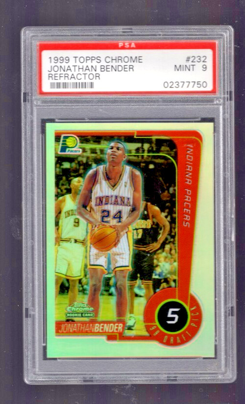 1999 TOPPS CHROME ROOKIE REFRACTOR #232 JONATHAN BENDER PACERS RC SP PSA 9 MINT