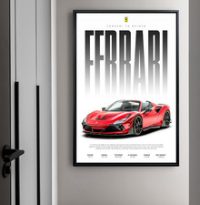 Quadro auto Ferrari F8 Spider arte da parete, tela, poster o vetro acrilico art