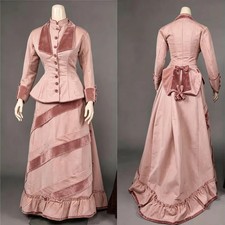 1880s Victorian Bustle Ball Gown Costume Civil War South Belle Dress Women