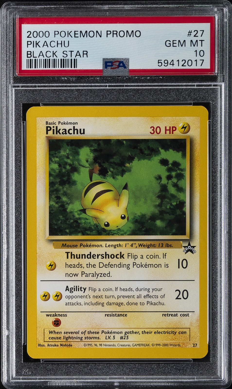 2000 POKEMON PROMO BLACK STAR #27 PIKACHU PSA 10