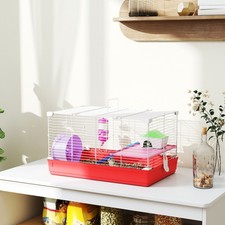 PawHut Hamster Cage Pet Animal Travel Cage Box Double Layers w/ Accessories