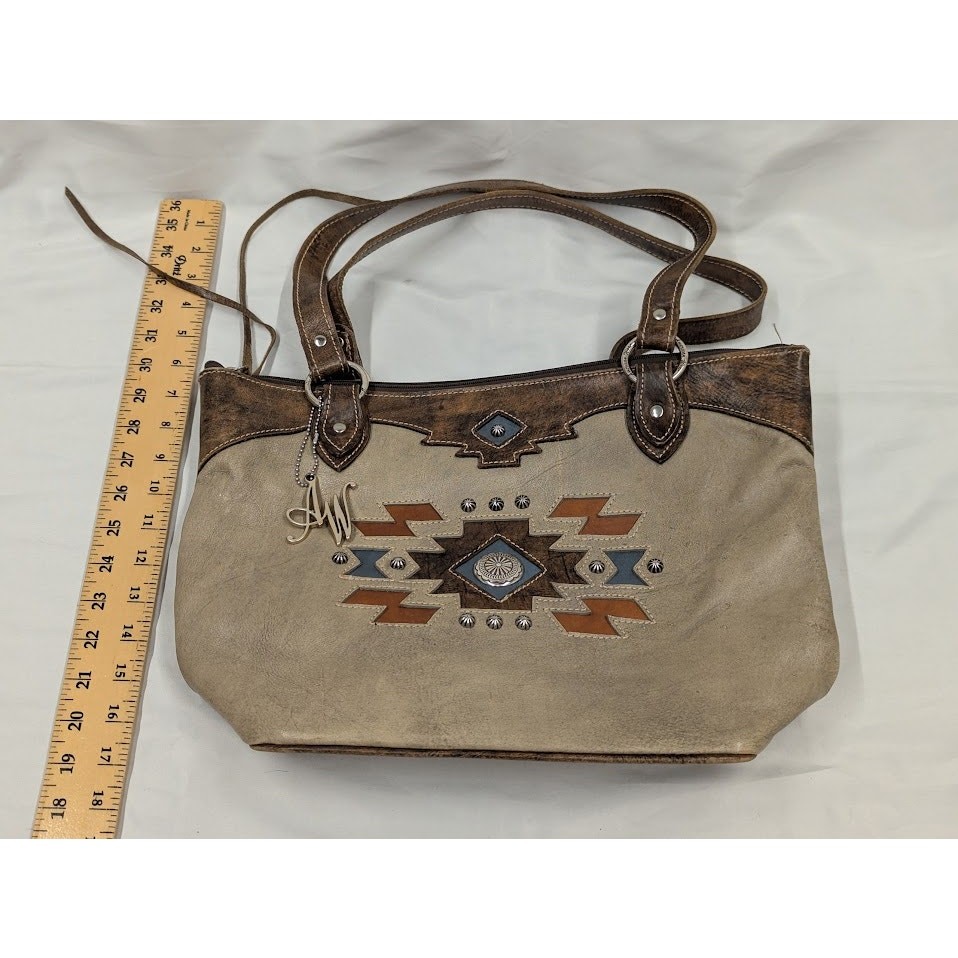 American West Hand Tooled Patterned Shoulder Bag … - image 3